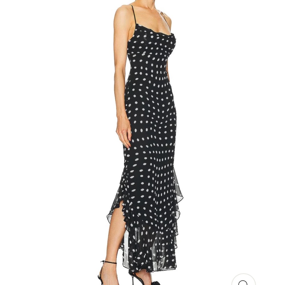 Black and Cream Polka Dot Maxi Dress